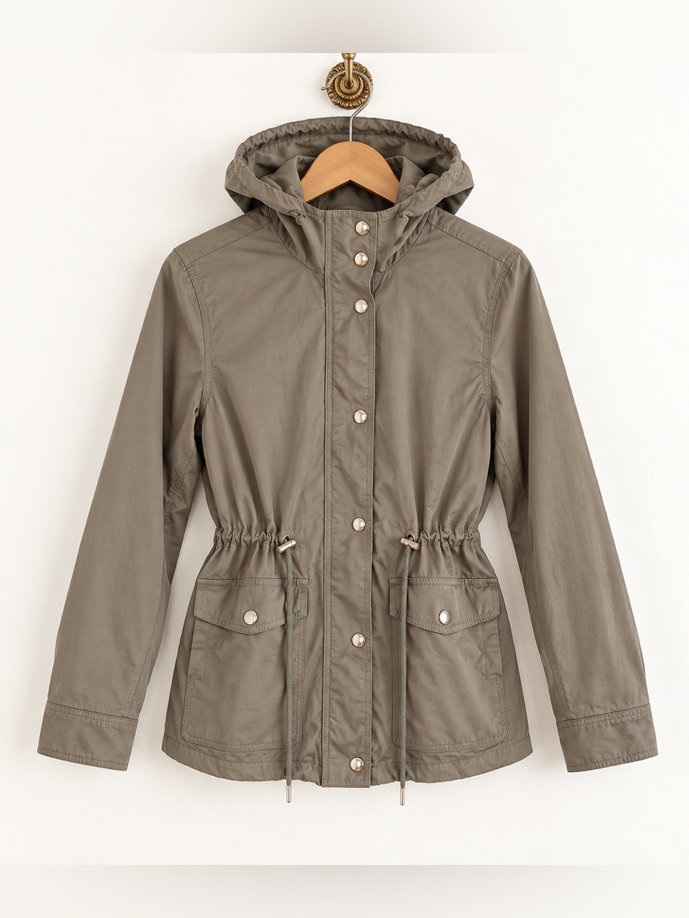 Forever 21 Hooded Utility Jacket – Taupe/Khaki